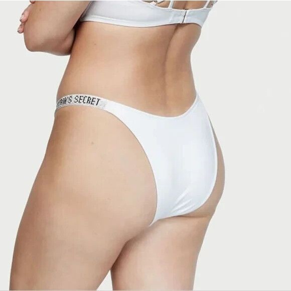 NWT Victoria's Secret SWIM RHINESTONE SHINE STRAP BRAZILIAN BIKINI BOTTOM S - Picture 4 of 4